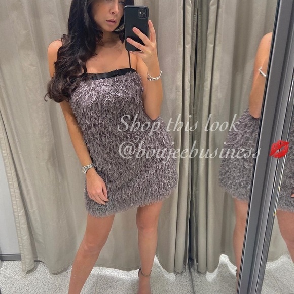 ZARA BNWT Faux Feather Dress